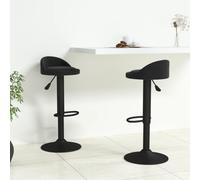 Bar Stools Set of 2 Black Velvet Adjustable Swivel Gas Lift 36x38x72-94cm 360deg