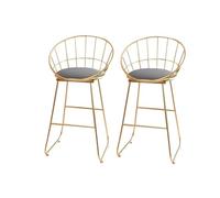 Bar Stools Set of 2 Breakfast Counter Chairs with Backrest & Golden Base, Kitchen Counter Stools for Home Bar Grey,75cm