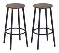 Bar Stools Set of 2 Brown Particle Board Seats 42x42x65cm Powder-Coated Steel UK