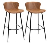 HOMCOM Bar Stools Set of 2, PU Leather Upholstered Bar Chairs, Counter Bar Stool with Backs and Steel Legs for Dining Room, Brown Aosom UK