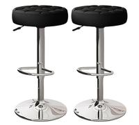 Bar Stools Set of 2 Comfy PU Leather Counter Height Bar Stools with Round Seat Adjustable Swivel Backless Barstools Modern Tall Bar Chairs for Kitchen Island, 60-80cm(24-31")