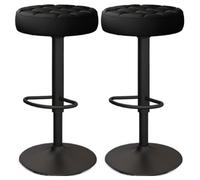 Bar Stools Set of 2 Comfy PU Leather Counter Height Bar Stools with Round Seat Adjustable Swivel Backless Barstools Modern Tall Bar Chairs for Kitchen Island, 60-80cm(24-31")