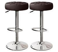 Bar Stools Set of 2 Comfy PU Leather Counter Height Bar Stools with Round Seat Adjustable Swivel Backless Barstools Modern Tall Bar Chairs for Kitchen Island, 60-80cm(24-31")