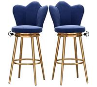 Bar Stools Set of 2, Counter Height Barstools Chairs with Degree Swivel Seat Top, Heavy Metal Legs, and Footrest, Velvet Kitchens Tall Bar Stools (Blue2,25.6in/65cm)