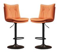 Bar Stools Set of 2, Counter Height Swivel Bar Chairs with Back and Footrest, Adjustable Casual High Stools Faux Leather Barstools for Kitchen Island