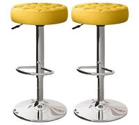 Bar Stools Set of 2 Counter Height, Swivel Barstools with Footrest and Backless Round, 60-80cm(24-31inch) Height Adjustable Modern Bar stools for Kitchen Pub Bar