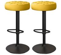 Bar Stools Set of 2 Counter Height, Swivel Barstools with Footrest and Backless Round, 60-80cm(24-31inch) Height Adjustable Modern Bar stools for Kitchen Pub Bar