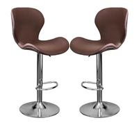 Bar Stools Set of 2 Faux Leather Padded Swivel Height Adjustable Breakfast Kitchen Barstools High Chairs for Home, Living Room, Dining Room, Pub, Cafe, Bistro