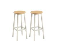 Bar Stools Set of 2, Golden Oak + White