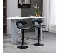 HOMCOM Adjustable Swivel Bar Stools Set of 2, Barstools for Counter Bar, Brown - Grey
