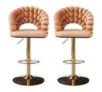 Bar Stools Set of 2, Height Adjustable Swivel Barstools, Velvet Upholstered Bar Chair with Backrest and Footrest for Home Kitchen, Restaurant, Pub, Cafe