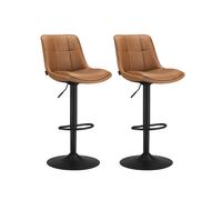 Bar Stools Set of 2, Height Adjustable Swivel Kitchen Stools, Caramel Brown