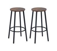 Bar Stools, Set of 2 Kitchen Breakfast Stools with Sturdy Steel Frame, Industrial Tall Bar Chairs, 65cm High Seat, Rustic Brown