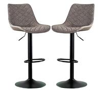 Bar Stools Set of 2 Kitchen Counter Island Bar Chairs Soft Leatherette PU Seat, Adjustable Gas Lift Frame Swivel Dining Chairs for Home, Pub, Shops