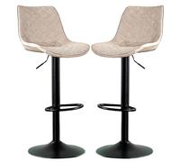 Bar Stools Set of 2 Kitchen Counter Island Bar Chairs Soft Leatherette PU Seat, Adjustable Gas Lift Frame Swivel Dining Chairs for Home, Pub, Shops