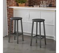 Bar Stools Set of 2, Kitchen Stools, Bar Chairs Footrest, Ebony Black + Classic Black