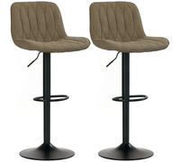 Bar Stools Set of 2 - Modern Armless Bar Breakfast Chairs - Brown