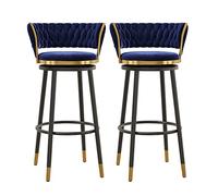 Bar Stools Set of 2, Modern Counter Stools with Back, Velvet Upholstered, 360° Swivel Chairs for Kitchen Island, Seat Height 65cm, Grey