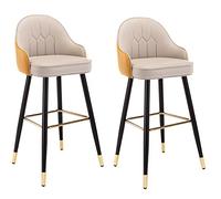 Bar Stools Set of 2,PU Leather 26 inches Counter Height Bar Stool Chairs, with Footrest Kitchen Island Chairs, Black Metal Frame,for Breakfast Table, Cafe, Bar, Pubs