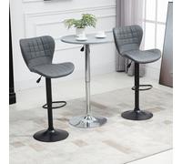 HOMCOM Bar Stools Set of 2 Adjustable Height Swivel PU Leather Bar Chairs Grey - Grey