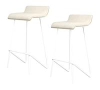 Bar Stools Set of 2 PU Leather Bar Height Stool Chairs with Back and Footrest, Tall Stools for Pub Coffee Home Dinning Kitchen Island, Easy Assembly (A-white-2ps,75cm/30in)