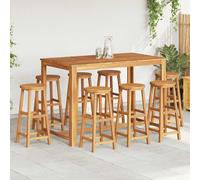 Bar Stools Set of 2 Solid Acacia Wood Natural 34x34x76cm Indoor Outdoor Footrest