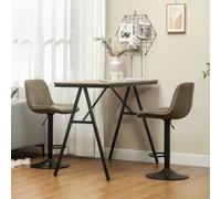 Bar Stools Set of 2, Swivel Height Adjustable Barstools with Back HOMCOM Brown One Size