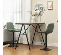 Bar Stools Set of 2, Swivel Height Adjustable Barstools with Back HOMCOM Green One Size