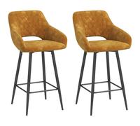 Bar Stools Set of 2pc Brown Velvet-Feel Polyester Seats 50x53x94cm Steel Base