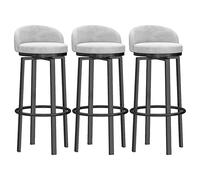 Bar Stools Set of 3, 75cm Seat Height Bar Chairs 360° Swivel Barstools Counter Height Bar Stools with Back, Velvet Upholstered Island Stools for Kitchen Counter,Gre (White 75cm)