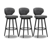 Bar Stools,Set of 3 Modern Swivel Bar Stools, Velvet Upholstered Kitchen Chairs with Low Back and Grey Metal Legs, Counter Height Stools for Home Island or Breakfast Bar