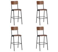Bar Stools Set of 4 Brown Powder-Coated Steel & Solid Plywood 41.5x59x116.5cm UK