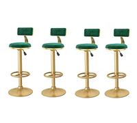Bar Stools Set of 4 Counter Stool Bar Chair Breakfast Restaurant Stool Rotating Golden Wrought Iron Velvet Cloth 24-32 Inch Adjustable with Backrest
