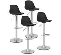 Bar Stools set of 4 With Back Chrome-plated Steel Base Black - Chairs by Fromm & Starck Black