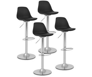 Bar Stools set of 4 With Back Chrome-plated Steel Base Black - Chairs by Fromm & Starck Black