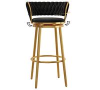 Bar Stools Swivel Barstool Chairs with Back and Velvet Upholstered Seat, Pub Kitchen Counter Height Stool, Easy Assembly, 300lbs, 26/30in (A-black-1ps)