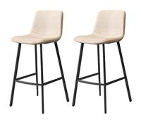 Bar Stools, Synthetic Leather Upholstered Barstools, Counter Height Stool with Back and Footrest, Classical Barstool Set of 2 for Kitchen and Bar (White,65cm/25.6in)