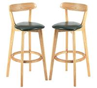 Bar Stools with Back and Footrest, Upholstered Counter Kitchen Dining Room Barstools, Wood Frame Tall Bar Stools, 300lbs, Easy Assembly (Green-2ps,61cm/24in)