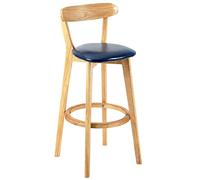 Bar Stools with Back and Footrest, Upholstered Counter Kitchen Dining Room Barstools, Wood Frame Tall Bar Stools, 300lbs, Easy Assembly (Blue-1ps,71cm/28in)