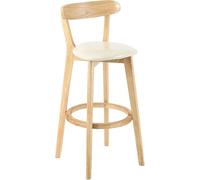 Bar Stools with Back and Footrest, Upholstered Counter Kitchen Dining Room Barstools, Wood Frame Tall Bar Stools, 300lbs (White-1ps,71cm)