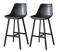 Bar Stools with Backrest, PU Leather Counter Height Stool Bar Chair, Easy Assembly, 330lbs, Kitchens Counter Island Breakfast Tall Stool (Black-2ps,65cm/26in)