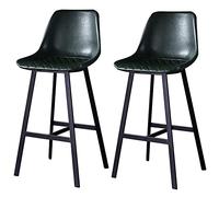 Bar Stools with Backrest, PU Leather Counter Height Stool Bar Chair, Easy Assembly, 330lbs, Kitchens Counter Island Breakfast Tall Stool (Green-2ps,75cm/30in)