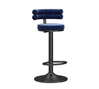 Bar Stools with Backs, Adjustable Height Velvet Seat Padded Swivel Barstool for Home Kitchen Island/Breakfast Bar Table/Pubn Blue,45-60cm
