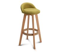 Bar Stools with Hemp Cord Footrest & Cushion Cover - Swivel Seat Backrest Dining Chair for Kitchen Pub & Cafe - Wooden 4 Legs Max. Load 150kg