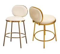 Bar Stools Wrought Iron Household Furniture Counter BarStools Nordic Backrest Chair Makeup Ins Thickened Sipi Soft Bag Dressing Chair(2pcs) (White)