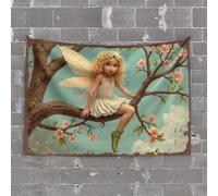 Bar Stuff For Man Cave Enchanted Fairy Sitting On A Blossoming Tree Branch Tapestry Room Decor Sports Bar Decor(100X150CM)
