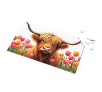 Bar Stuff For Man Cave Highland Cow In A Field Of Tulips Picture Puzzle Funny Signs Metal Tin Decor(500PCS)