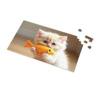 Bar Stuff For Man Cave Kitten With Toy Fish: Playful Moment Picture Puzzle Funny Signs Metal Tin Decor(300PCS)