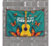 Bar Stuff for Man Cave Music Therapy: A Symphony of Guitars and Butterflies Tapestry Tapestry Funny Aesthetic Decor(100X150CM)
