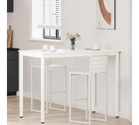 Bar Table 140x80x105cm White Solid Pine Wood Top Sturdy Industrial H-Beam Legs